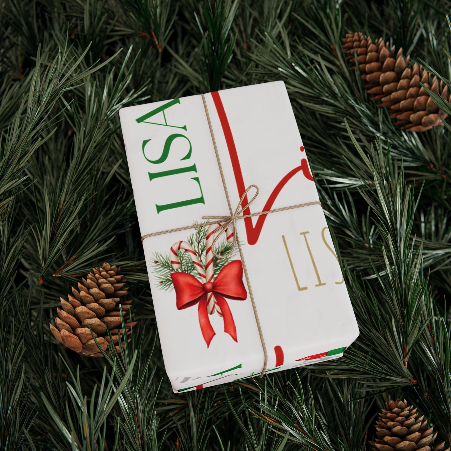 Festive Personalized Name Wrapping Paper